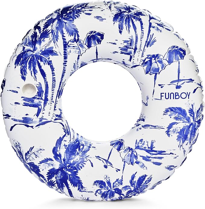 FUNBOY Giant Toile Inflatable Pool Float with Cup Holder 48" |Pool Float for Adults|Inner Tube Swimming Pool Toys Swim Rings | Swimming Pool Accessories & Pool Lounger Float for Pool Party & Summer
