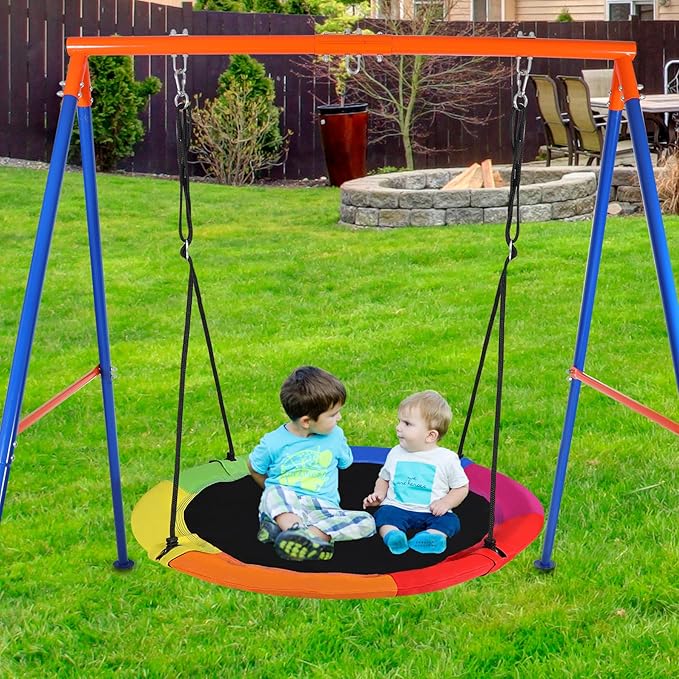 RedSwing 43" Flying Saucer Tree Swing for Kids, Waterproof Large Round Swings Seat with Adjustable Hanging Straps for Outdoor Indoor Backyard Playground, Six Colors