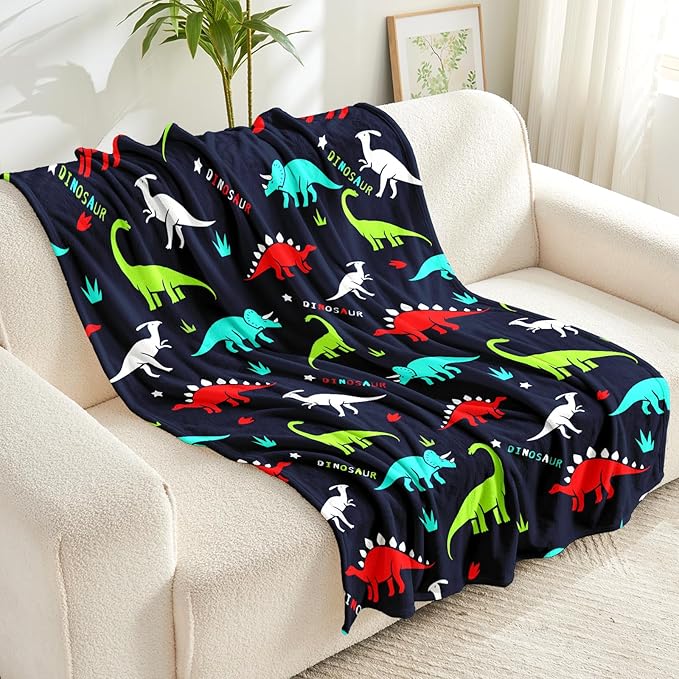 Wajade Dinosaur Blanket for Boys Soft Fleece Thorw Kids Dino Blanket for Couch Sofa Bedroom Warm Blankets Birthday Gifts for Kids Boys Teen 50"x60"