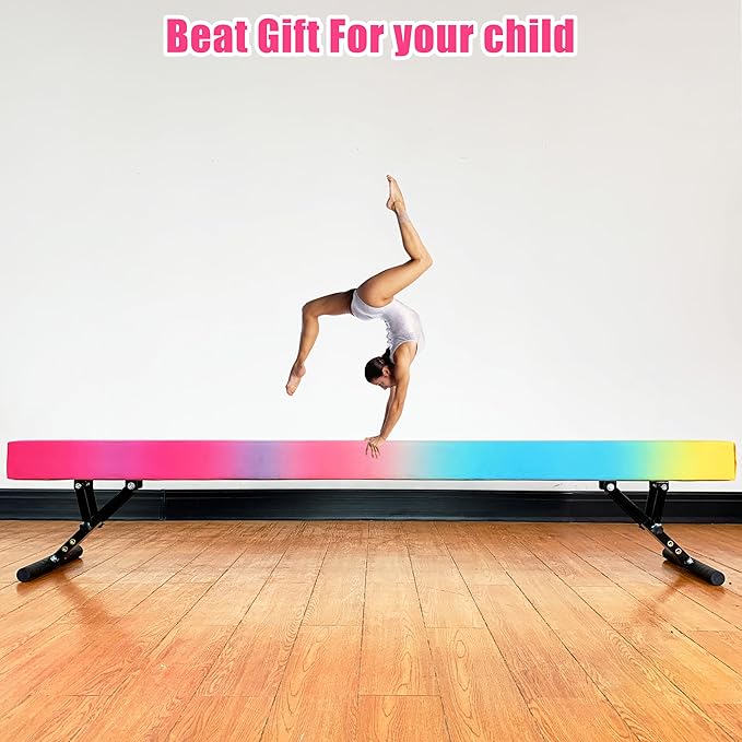 Adjustable Balance Beam 8 ft Gymnastic Beam Adjustable Height for Kids and Teenage of All Gymnastic Levels, Gymnastic Training Beam Gymnastic Equipment for Athlete Home and Gym Club Use