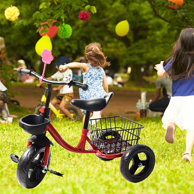 Kids Tricycle for 1-6 Year Olds Ride Fun for Kids, Toddler Tricycle, Pedal Design, Indoor and Outdoor Use, with Storage Basket, for Boys Girls Trike