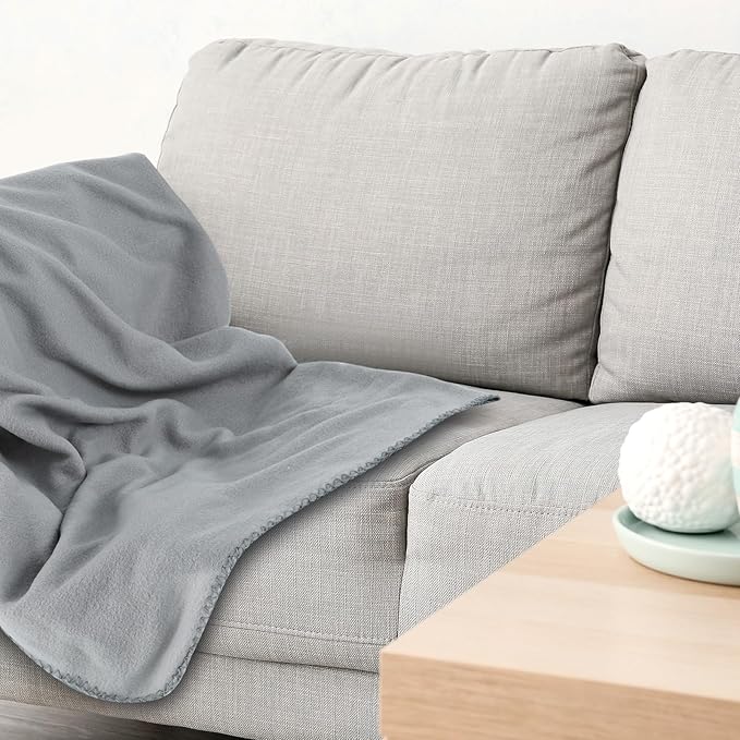Newwiee 48 Pcs Fleece Throw Blankets Bulk Outdoor Wedding Guest Gifts Soft Lightweight Sleepover Lap Blankets Pet Home Sofa Couch Office Donation Homeless, 50 x 60 Inch (Gray)
