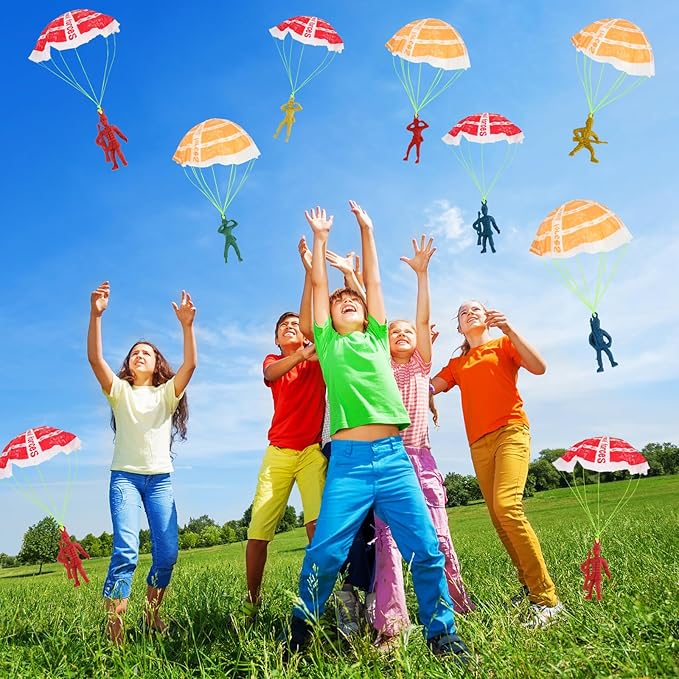 Manmel 40PCS Parachute Toy, Outdoor Flying Toy for Kids 3 4 5 6 7 8 9, Mini Paratroopers Army Parachute Flying Throwing Outside Toys for Toddlers, Boys, Girls, Party Favors, Goodie Bag Stuffers