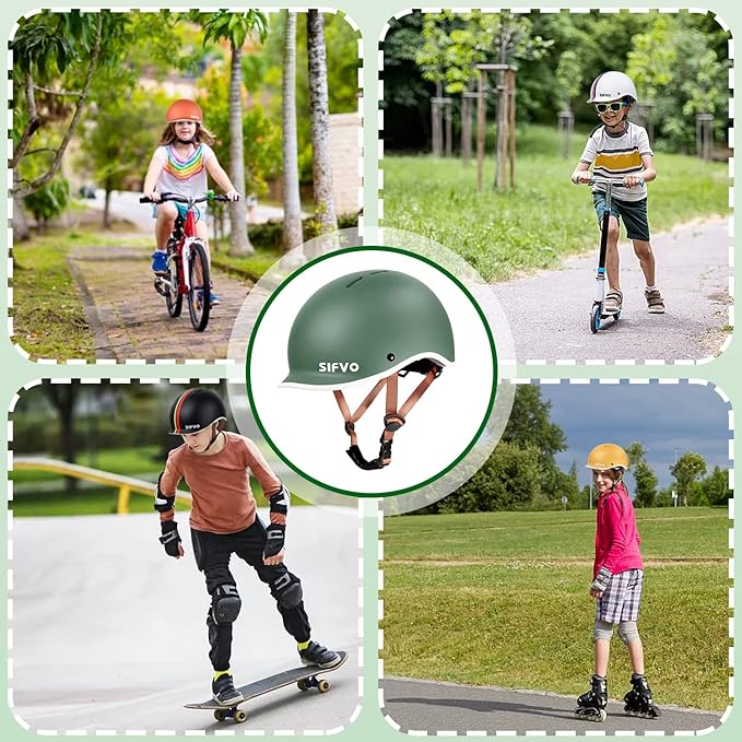 Kids Helmet, SIFVO Kids Bike Helmet Skateboard Helmet Scooter Helmet All-Round Protection Boys Girls Bike Helmet Kids to Youth Extended Visor Adjustable & Durable 51-55cm