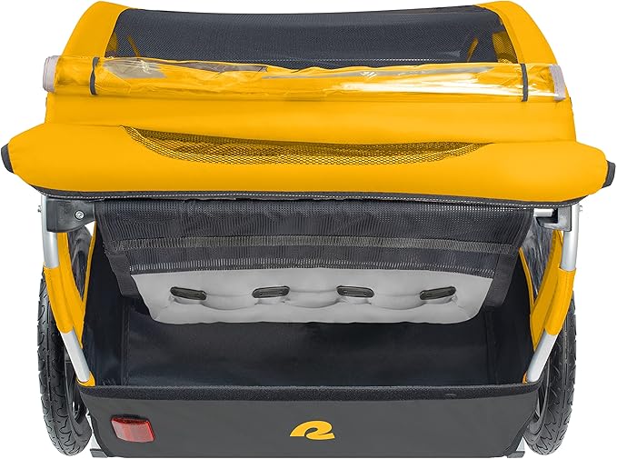 Single & Double Passenger Children’s Foldable/Collapsible Tow Behind Bike Trailer with 16" Wheels, Safety Reflectors & Rear Storage Compartment