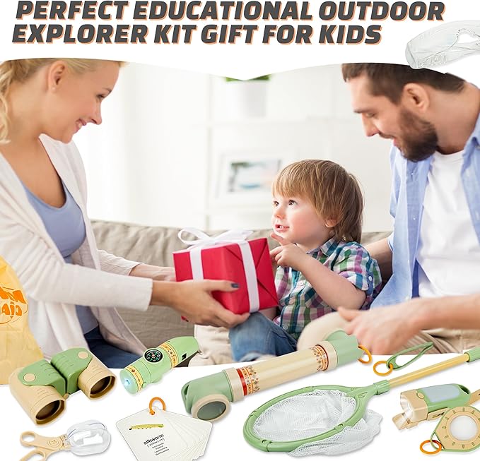 SMILESSKIDDO Kids Explorer Kit, 27 Pcs Outdoor Explorer Kit & Bug Catching Kits - Kid Nature Kits Outdoor Camping Adventure Toys for Kids 3+ Years Old