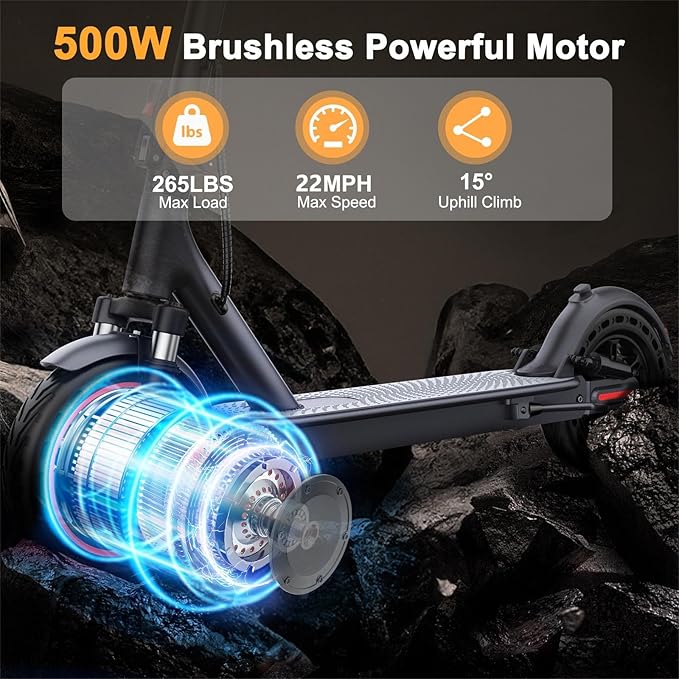 WERHY Electric Scooter, 8.5"/10"/14" Tire, Powerful 350/500W Motor, Top Speed 19/22 MPH, 21-49Miles Max Range, Folding Escooter for Adults & Teens with Dual Braking