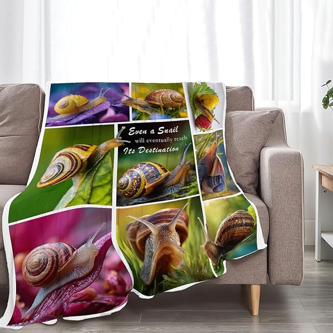 Snail Blanket Snail Lover Throw Blankets Gifts for Girls Boys Kids Soft Cozy Fleece Plush for Couch Sofa Bed 60"x50"