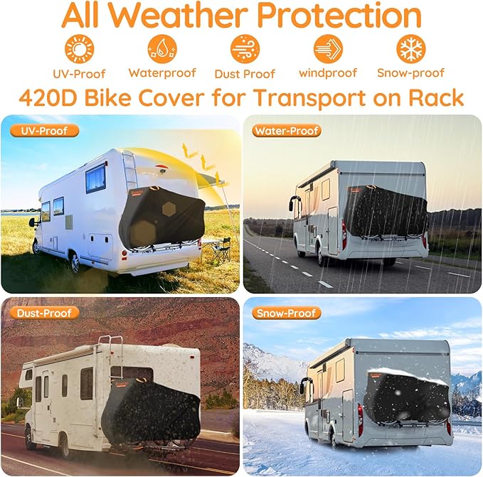 Kovshuiwe Adult Electric Tricycle Cover 26-29 inch 3 Wheel Bicycle Covers Heavy Duty 420D Oxford Strong UV Protection & Windproof, Waterproof Trike Bike Covers