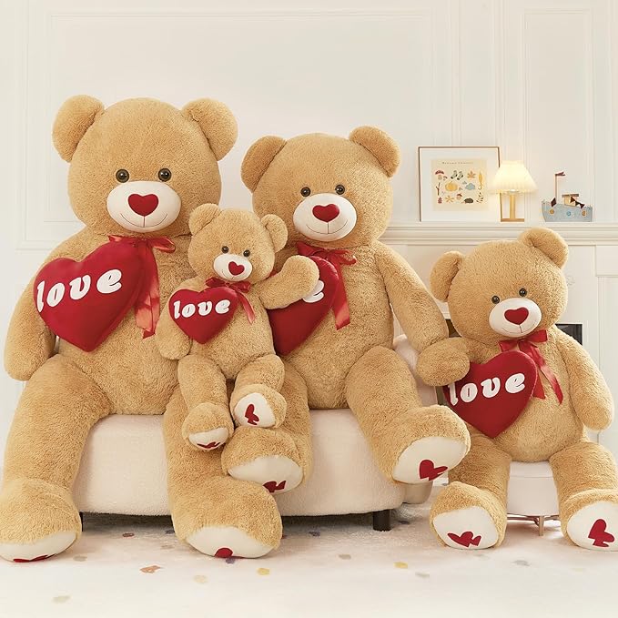 MorisMos 5 Feet Love Heart Giant Teddy Bear, I Love You Huge Bear Plush for Girlfriend, Jumbo 5 Foot Stuffed Animal Gifts for Boyfriend, Lover on Valentines, Anniversary, Birthday
