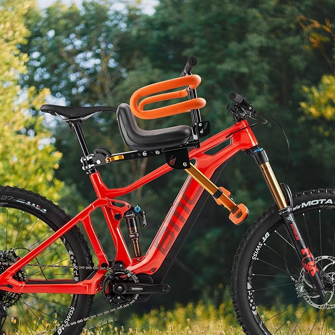 Kids Bike Seat with Handlebar Attachment, Detachable Front Mounted Child Bicycle Seats with Foot Pedals for Children 2~5 Years, Compatible with All Adult Mountain Bikes (Handle+Seat)