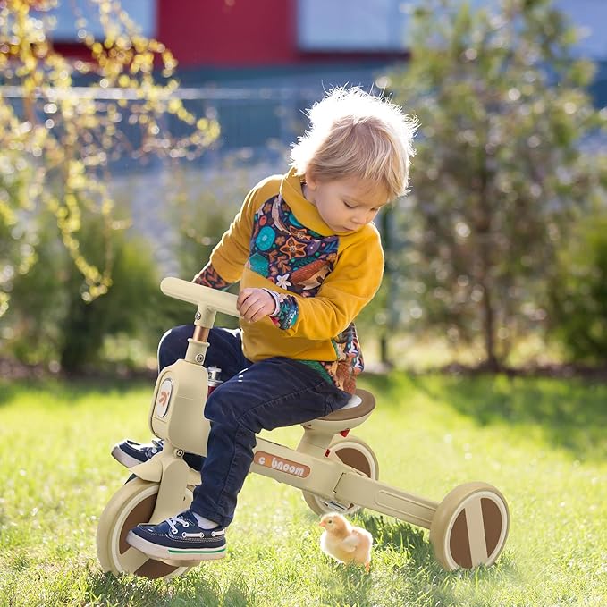 WEEROCK 6 in 1 Foldable Toddler Tricycle Kid Tricycles with/Without Parent Steering Push Handle Boys Girls Balance Bike for 1-6 Years Old Toy Gift, White