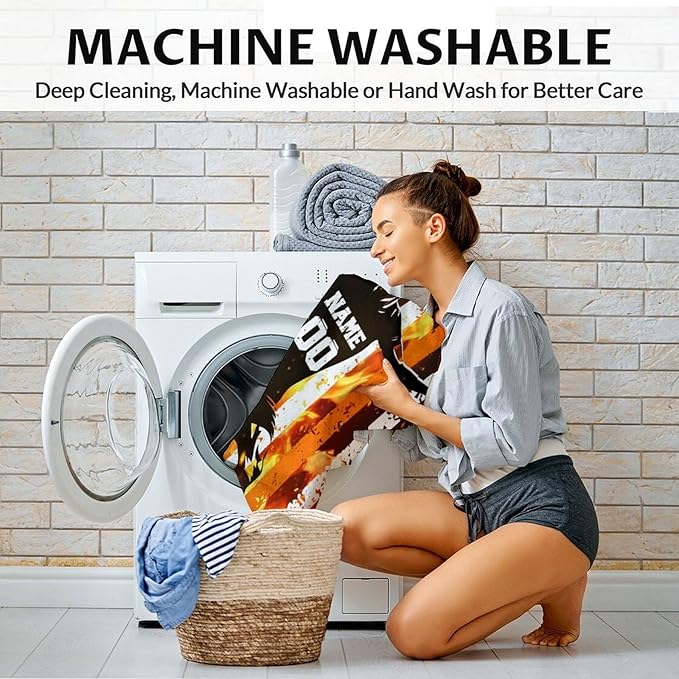 Personalized Soccer Blankets for Boys Men, Cool Throw Blanket for Adults Soccer Lovers, Custom Name 60x80 Soft Throws for Couch Sofa