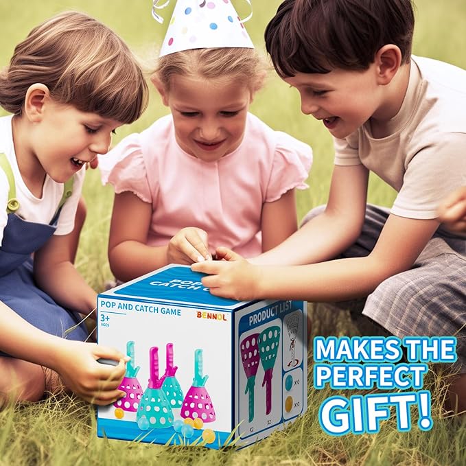 Bennol Outdoor Game Toys for Kids Boys with 20 Balls, Pop Pass Catch Ball Game Outside Toys Gifts for 3 4 5 6 7 8+ Year Old Boy Kids, Outside Outdoor Toy Gifts for Boys Ages 3-5 4-8