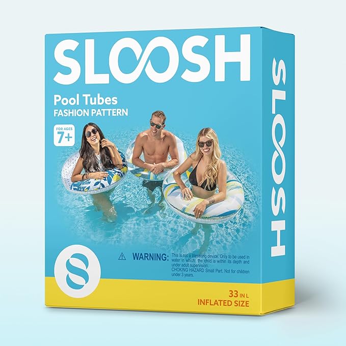 Inflatable Pool Floats with Glitters 32.5"(3 Pack), Pool Floaties Tubes for Swimming Kids Adults Beach Outdoor Party Supplies