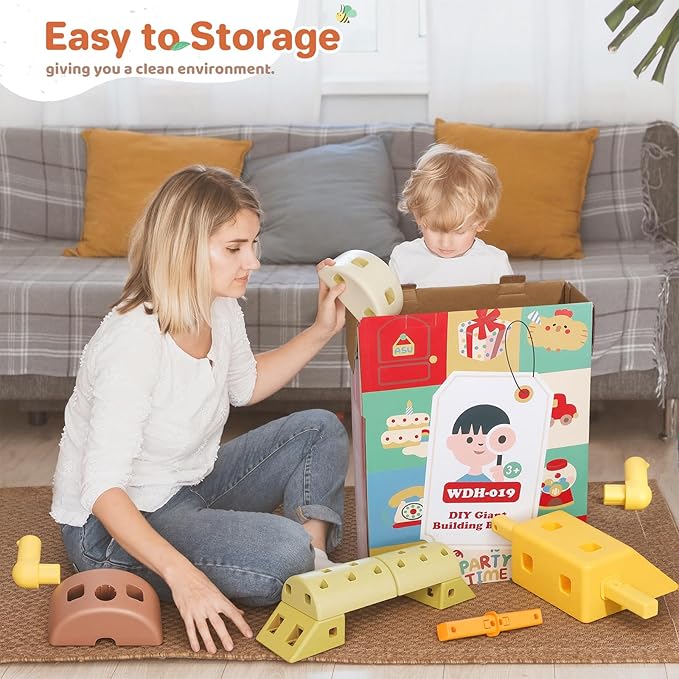 41PCS DIY Big Building Blocks for Kids 3+ Year Old Jumbo Montessori STEM Toys Stacking Blocks, Toddler Developmental Play Toy Set, Birthday for Boys & Girls