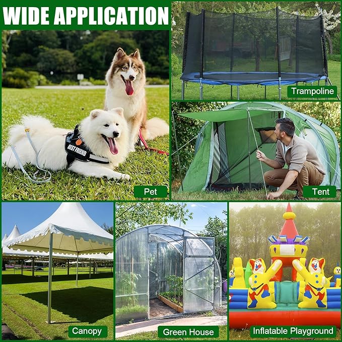 Lasnten 6 Set Tree Stake Kits Heavy Duty Tree Staking and Supports Straps Ties for Straightening Leaning Young Trees Stabilizer Metal Spiral Stakes Anchors Protects from Bad Weather (Black)