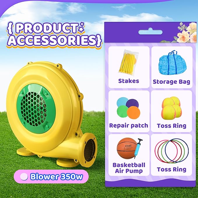 Bounce House Inflatable Slide Kids Bouncy Castle with Ball Pit,Dreamy Jumper with Air Blower for Wet and Dry