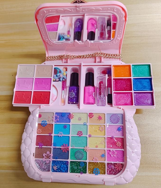 Kids Makeup Kit for Girl - Kids Makeup Sets for Girls 5-8, Real Washable Girls Makeup Kit, Little Girl Makeup Set & Princess Toys Christmas Birthday Gift for 3 4 5 6 7 8 9 10 11 12 Year Old
