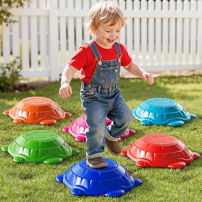 6 PCS Turtles Stepping Stones for Kids Aged 3 4 5 6 7 8, Sensory Non-Slip Stackable Toys for Toddlers 3-5, Outdoor Indoor Balancing Coordination, Obstacle Boys Toys, Birthday Gifts for 3-8