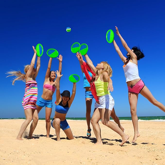 PlayZap Toss and Catch Ball Set Ultra Sturdy ABS - Family Games Christmas Stocking Stuffers Gift for Toddlers Kids Teens Boys Girls 3-5 5-8 8-13+ Yrs - Baseball Toys for Beach Pool Yard Outdoor 6 Pack