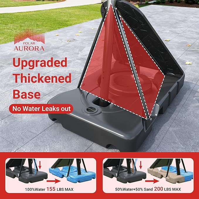 Polar Aurora Basketball Hoop Outdoor, 4.4-10FT Adjustable Kids Basketball Hoops Indoor, Basketball Goal 45’’PC Shatterproof Backboard, Portable Basketballs Hoop for Adult W/Basketballs Accessories Net