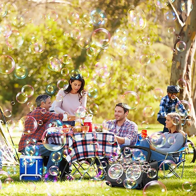 Bubble Machine Portable Bubble Maker for Kids with 2 Fans,Plug in or Battery Operated Bubble Blower,20000+ Bubbles Per Minute for Outdoor Wedding Birthday Halloween