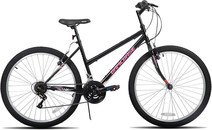 HILAND Bamcbase Womens Mountain Bike, 24 26 Inch 18 Speeds Hybrid Commuter Bicycle for Adults, Sport Hardtail Trail MTB