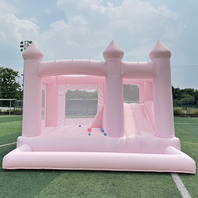 13FT Pink Inflatable Bounce House Big Castle with Ball Pit and Slide Bounce House for Kids 3-12 Indoor and Outdoor Bouncing Castles with Hair Dryers Birthday Parties Inflatable Party Supplies