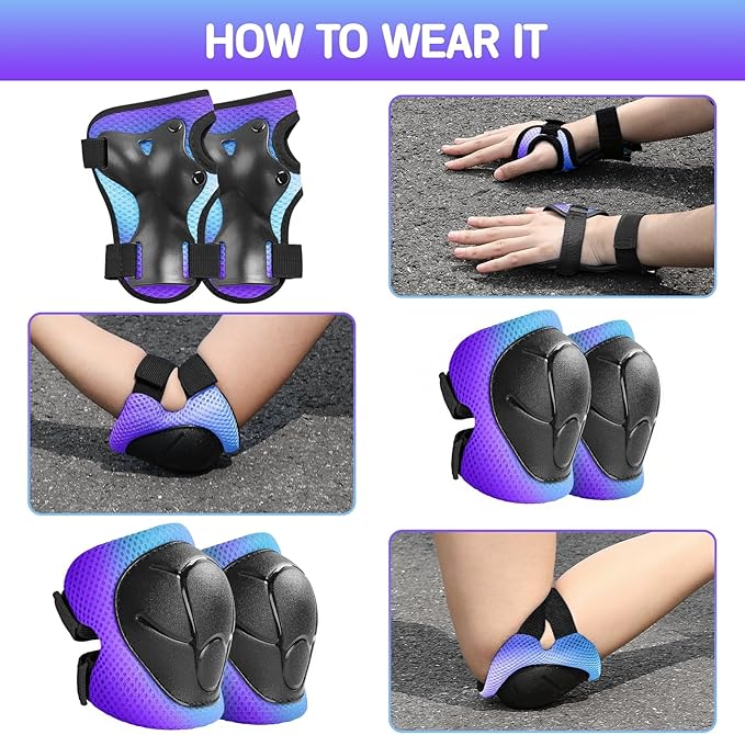 Toddler/Kids Bike Helmet Set for Boys Girls 3D Adjustable Kids Helmet Protective Gear Set Knee Elbow Wrist Pads and Multi-Sports Skateboard Scooter Cycling Roller Balance Bike