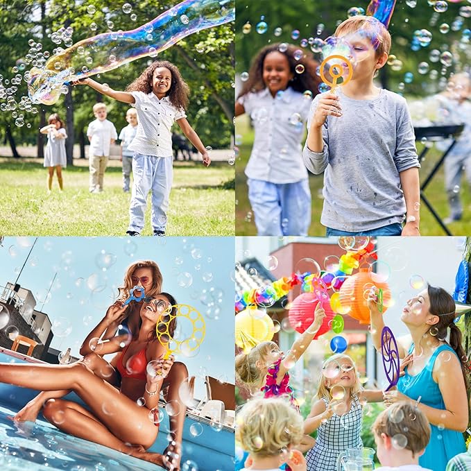 Roberly Bubble Wands Set Toys Bulk Funny Big Giant Large Bubble Making Maker with Tray for Kids Adult Summer Outdoor Playtime Activity Party Favors Gifts Birthday Games