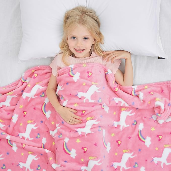 Softan Unicorn Blanket for Girls, Kids Throw Blanket for Boys and Girls Soft Cozy Flannel, Cute Pink Unicorn Blanket for Sofa Couch Bed, Christmas Birthday Gift for Kids Toddler, 50x60 Inches
