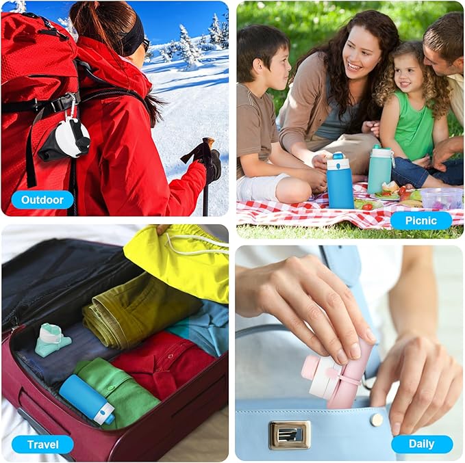 PLTCAT Collapsible Foldable BPA Free Reusable Lightweight Leak-Proof Travel Silicone Water Bottle for Travel, Gym, Hiking, Office, Camping