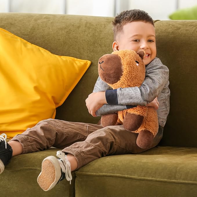Capybara Microwavable & Weighted Stuffed Animals - 1.5 Lbs Unscented Heating Pad for Period Cramps Pain Relief and Anxiety, Cute Capybara Plush Toys Gifts for Women Girls Adults and Kids by Happy Fuel