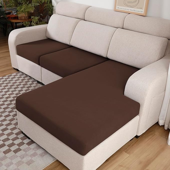 100% Waterproof Couch Cushion Covers Chair Seat Cover, Stretch Sofa Cushion Covers for Sectional Sofa, Reversible Furniture Protector Covers for Pets, Washable (Chair Cushion, Chocolate)