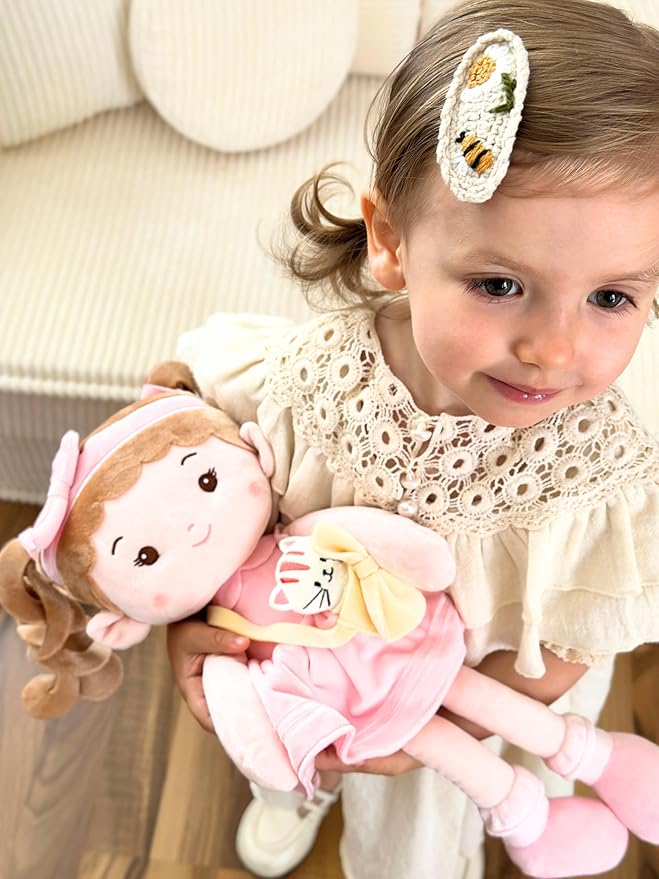 LeyaDoll Soft Baby Doll Toys (16''), My First Baby Rag Doll for 1 Year-Old Girl Birthday Gift, Christmas Plush Toys Gift for Toddler Kids Infants-Daydream-Milly and Her Pet-Bunny