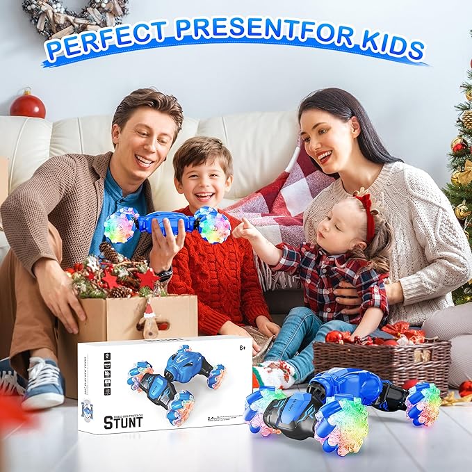 Remote Control Car for Boys 4-7 8-12, 4WD Rc Stunt Car 360° Rotate Transform,Off Road Drift with Lights,All Terrains RC Cars for Kids, Boys Girls Gifts for Age 7 8 9 10 11 12 Years Old