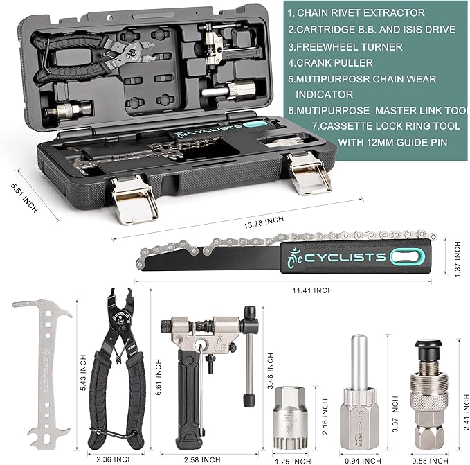 7 Piece Bike Tool Kit - Bike Tools Maintenance Repair Kit - Mountain/Road Bike Bicycle Repair Tool Kit With Storage Case