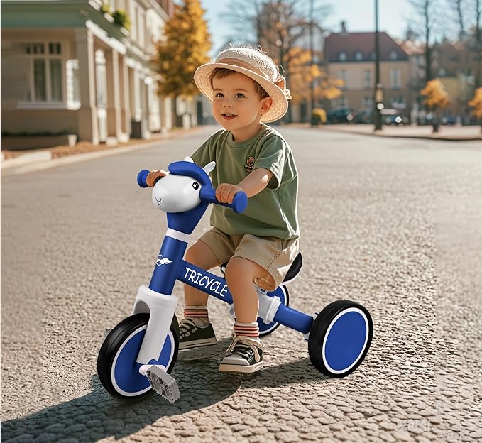 Toddler Balance Bike for Boys Girls, Tricycle for Toddlers 1-5 Year Olds, Toddler Tricycle with Light & Music Front, Kids Bicycle with Removable Pedal, Birthday Gifts for 2 3 4 5 Year