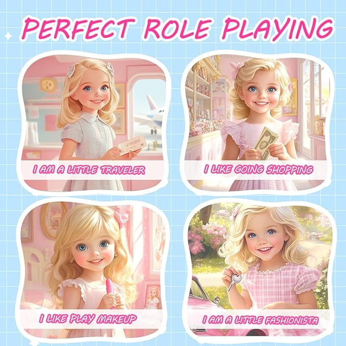 INNOCHEER Little Girls Purse, Toddler Purse Flower Girl Gift Girl Toys, Hot Pink Patent Leather Play Purse for Little Girls, Pretend Play Toy Kids Purse Gifts Toys for 3 4 5 6 7 8 Year Old Girls