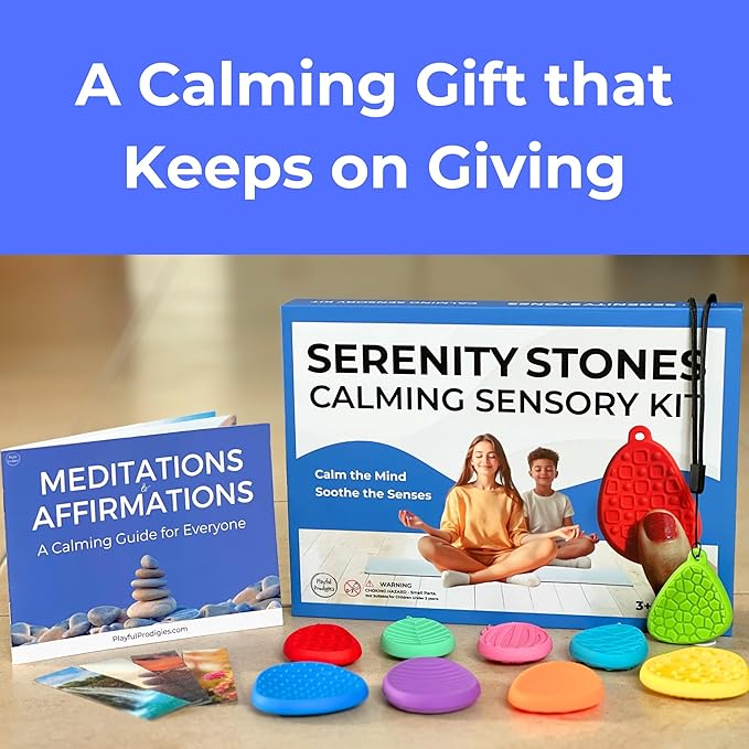 9 Sensory Stone Fidget Toys + Calm Down Corner Supplies, Sensory Toys for Kids with Autism Sensory Products, Fidgets for Classroom, Calming Corner Classroom
