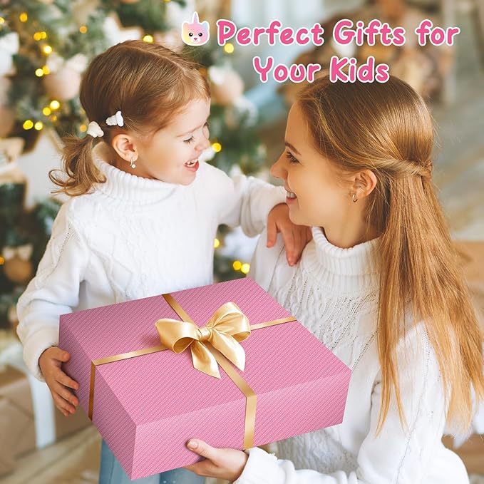 KIZZYEA Plush Unicorn Kitty Toys for Girls Ages 0 1 2 3 4 5 6 7 8+ Years, Cat Mommy Stuffed Animal with 4 Baby Kitties in Her Tummy, Plush Stuffed Toys Set, Ideal Birthday Valentines