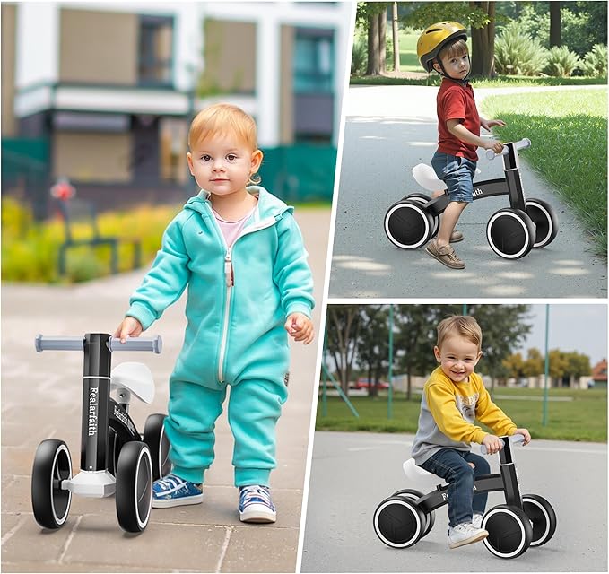 Baby Balance Bike for 1 Year Old Boys Girls, Toddler First Bike with 4 Colorful Lighting Wheels | 10-36 Month Toddler Balance Bike | First Birthday Gifts (Black)