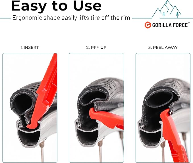 Gorilla Force Ultra Strong Bike Tire Levers | 2 Pack | Lava Red