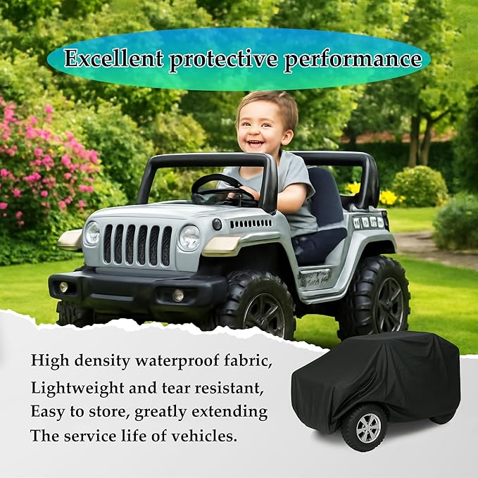 Waterproof Ride-On Toy Car Cover for Kids Electric Vehicles – Outdoor Black Dustproof & UV-Resistant for Ride-On Cars, 51x29.5x26in