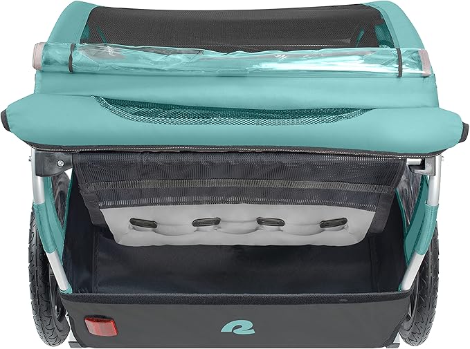 Single & Double Passenger Children’s Foldable/Collapsible Tow Behind Bike Trailer with 16" Wheels, Safety Reflectors & Rear Storage Compartment