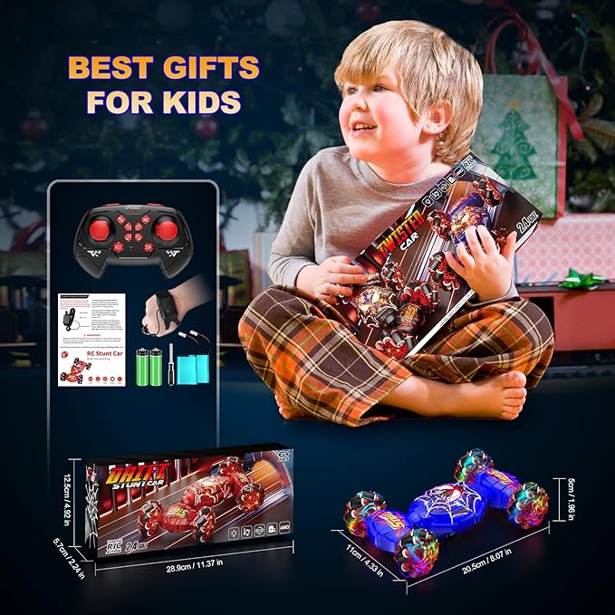 Remote Control Car, Gesture Sensing RC Stunt Car, 4WD Transform Off-Road Vehicle for 360° Rotation & Drift, 2.4GHz Hand Controlled Twister Cars, RC Cars Toys for Kids Boys Girls Birthday Gift Age 6-12