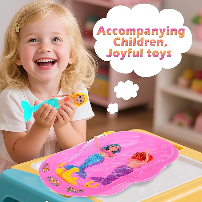 12-Pack Wind-Up Mermaid Bath Toys for Kids -Toddler Bath Toys for Kids Moving Tail Priness Doll Diverse Hair Colors & Styles Mermaids, Swimming Pool Party Favors