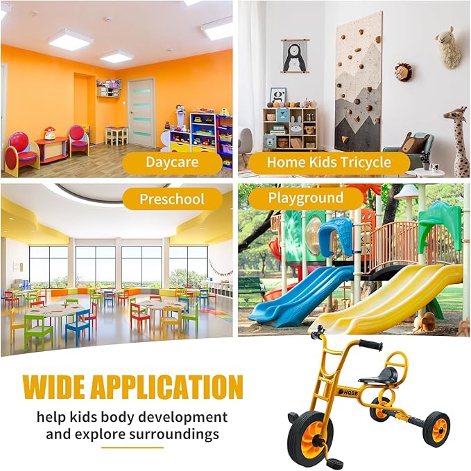 Kids Tricycle for Ages 3+, Preschool Daycare Playground Kids Balance Bike, Home Toddler Trike with Bell and Rubber Wheels, Boys and Girls Indoor/Outdoor Play Equipment