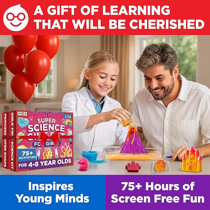 Doctor Jupiter Super Science Gift Set | Set of ‘Girls’ First Science Kit’, ‘Princess Super Soaps’ for Kids Ages 4+ | Birthday Gift Ideas, STEM Learning & Educational Toys for 4-5-6-7-8 Year Old Girls